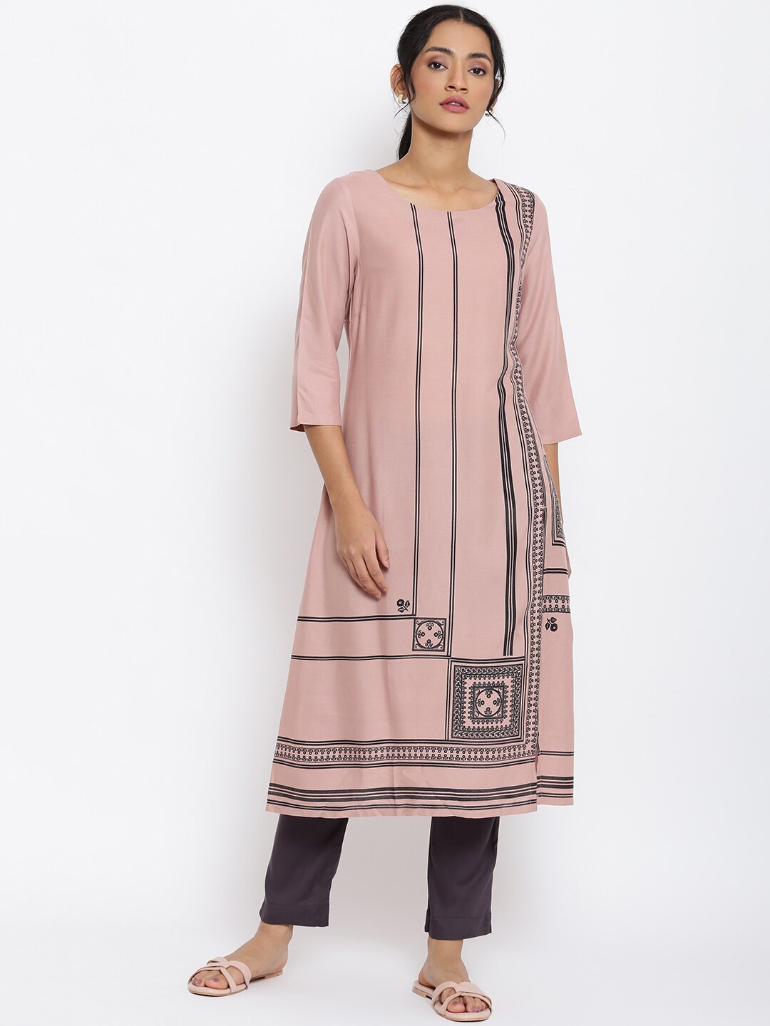 

W Women Pink Thread Work Kurta
