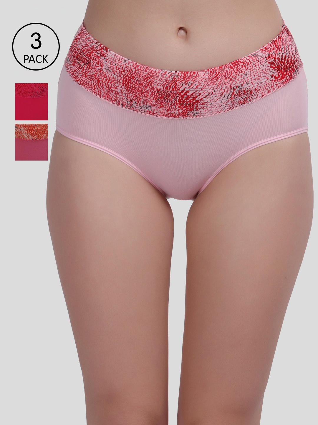 

Amour Secret Women Pack Of 3 Printed Hipster Briefs, Pink