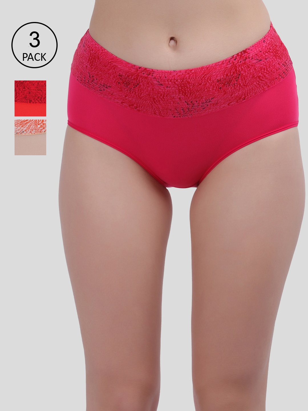 

Amour Secret Women Pack Of 3 Assorted Hipster Briefs, Red