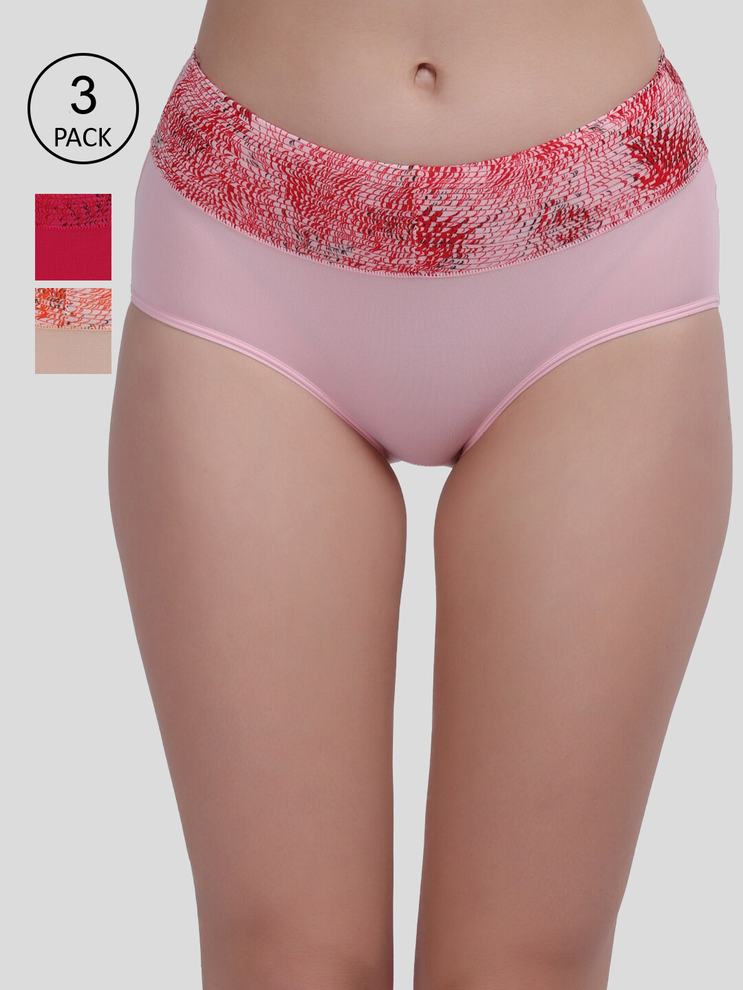 

Amour Secret Women Pack Of 3 Printed Hipster Briefs, Pink