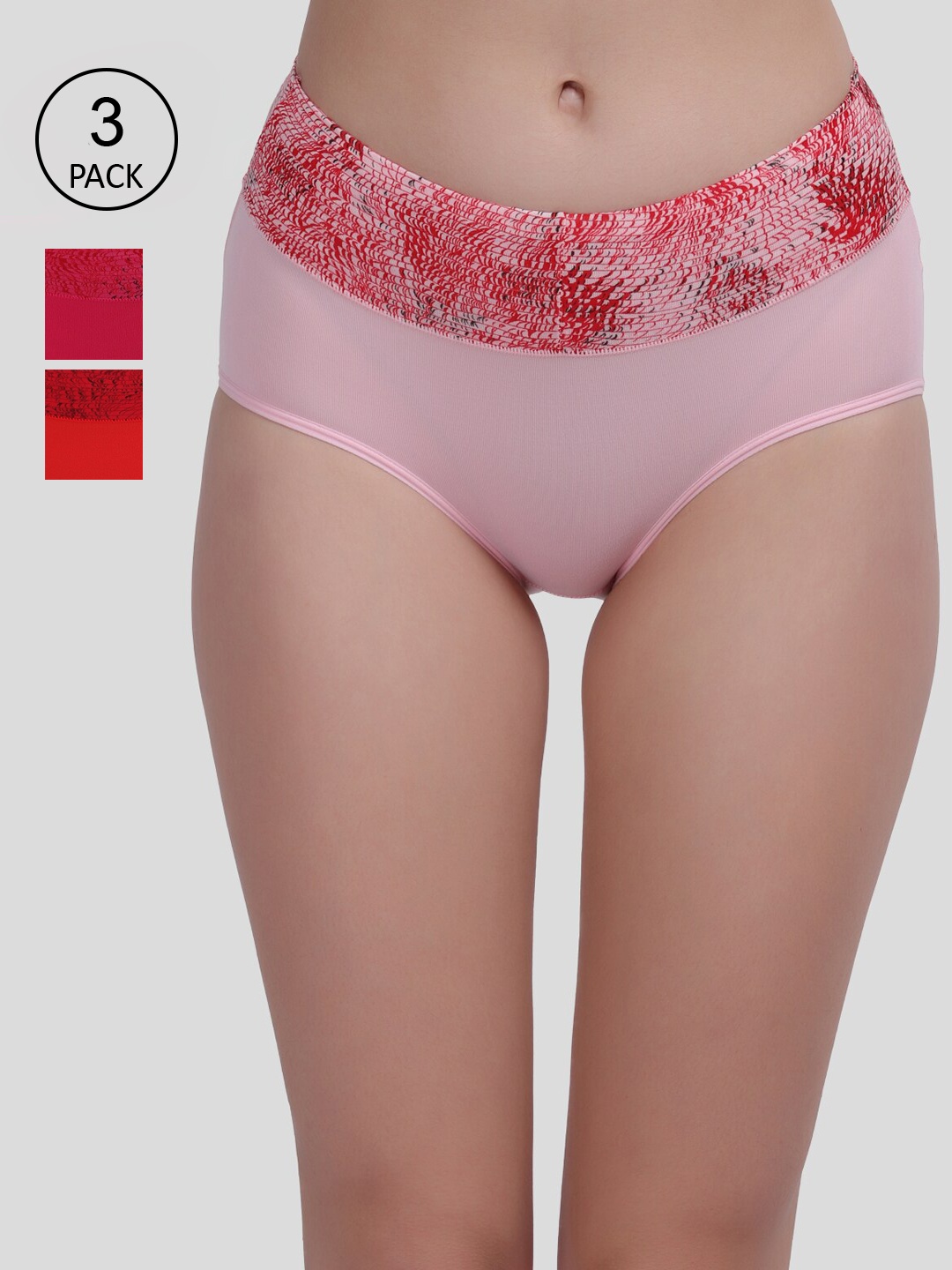 

Amour Secret Women Pack of 3 Red-Baby Pink-Pink Briefs, Multi