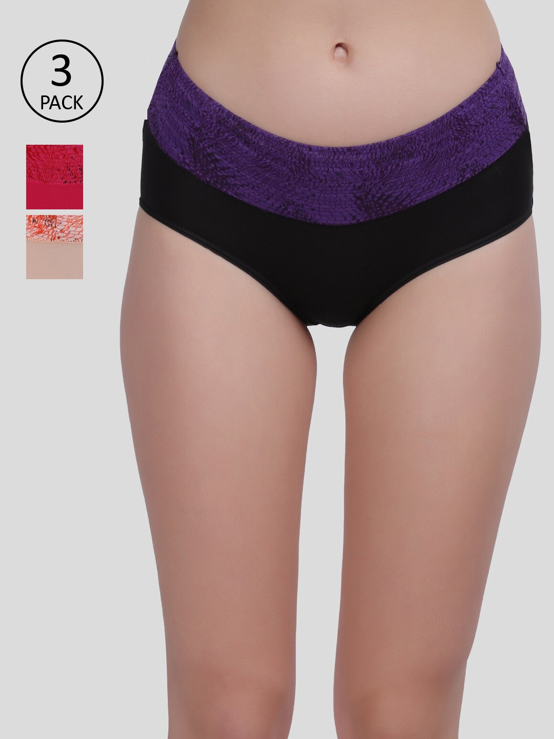 

Amour Secret Women Pack Of 3 Solid Hipster Briefs, Black