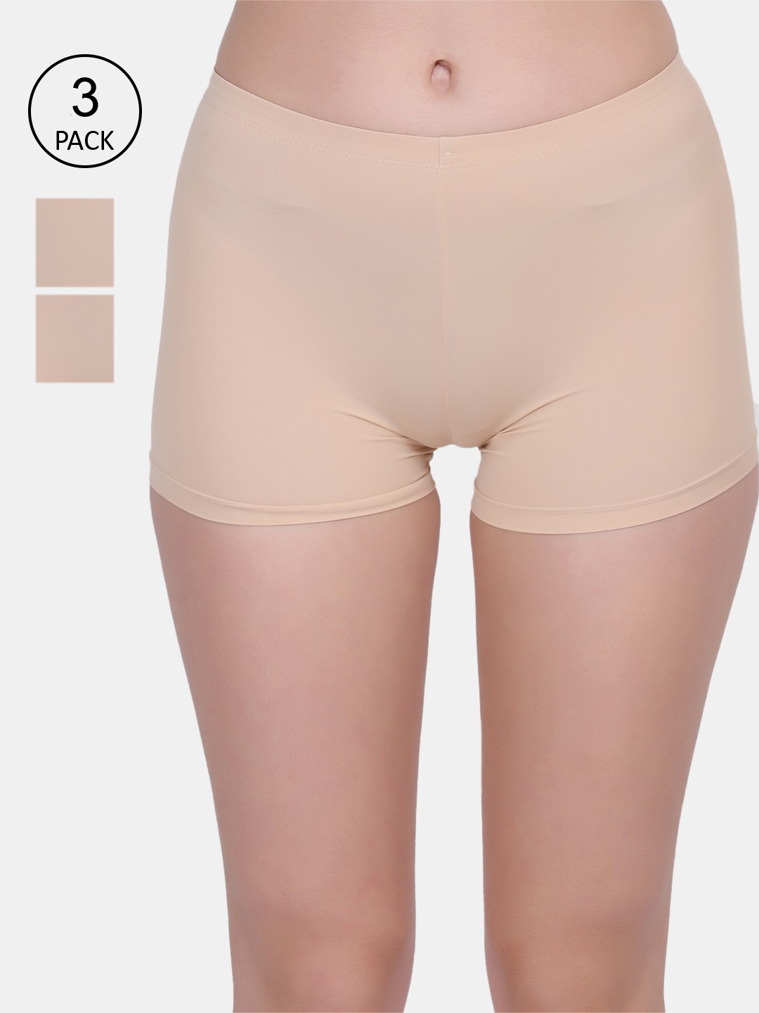 

Amour Secret Women Pack of 3 Solid Boyshorts Briefs, Nude