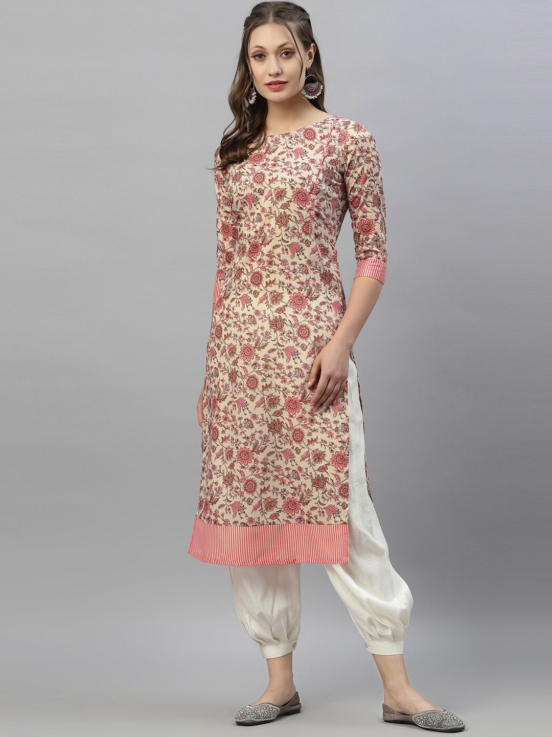 

KALINI Women Pink Cotton Silk Printed Kurta