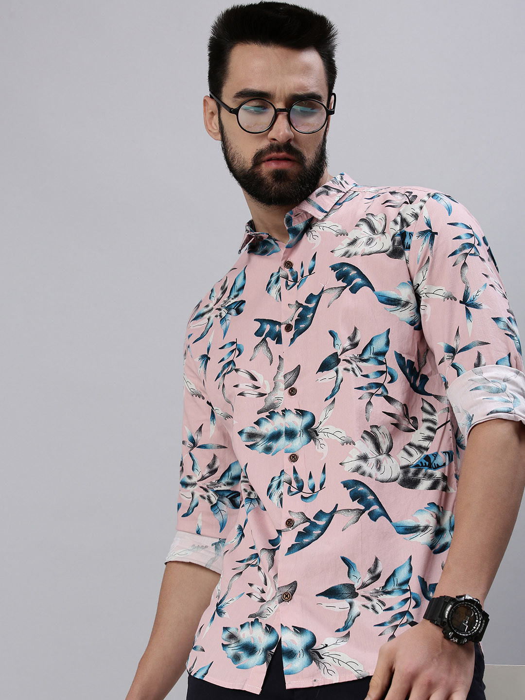 

SHOWOFF Men Pink Comfort Slim Fit Floral Printed Casual Shirt