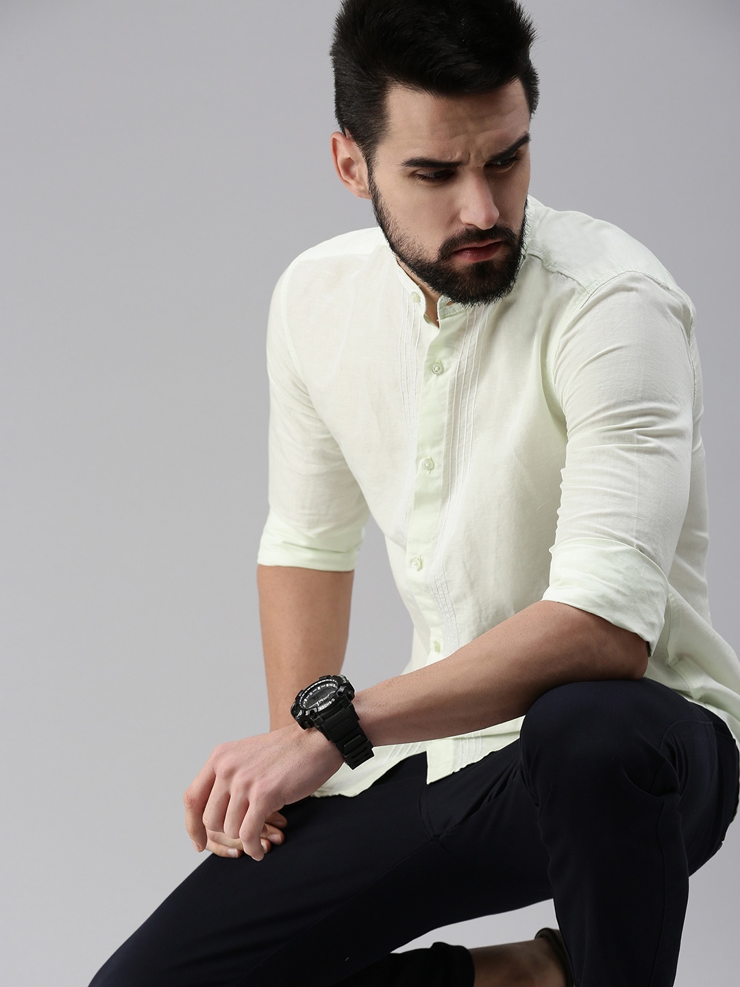 

SHOWOFF Men Lime Green Comfort Slim Fit Casual Shirt