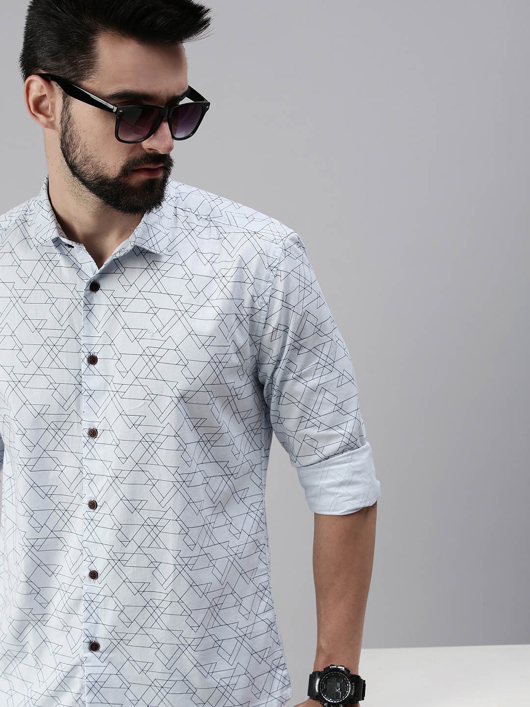 

SHOWOFF Men Blue Comfort Slim Fit Printed Casual Shirt
