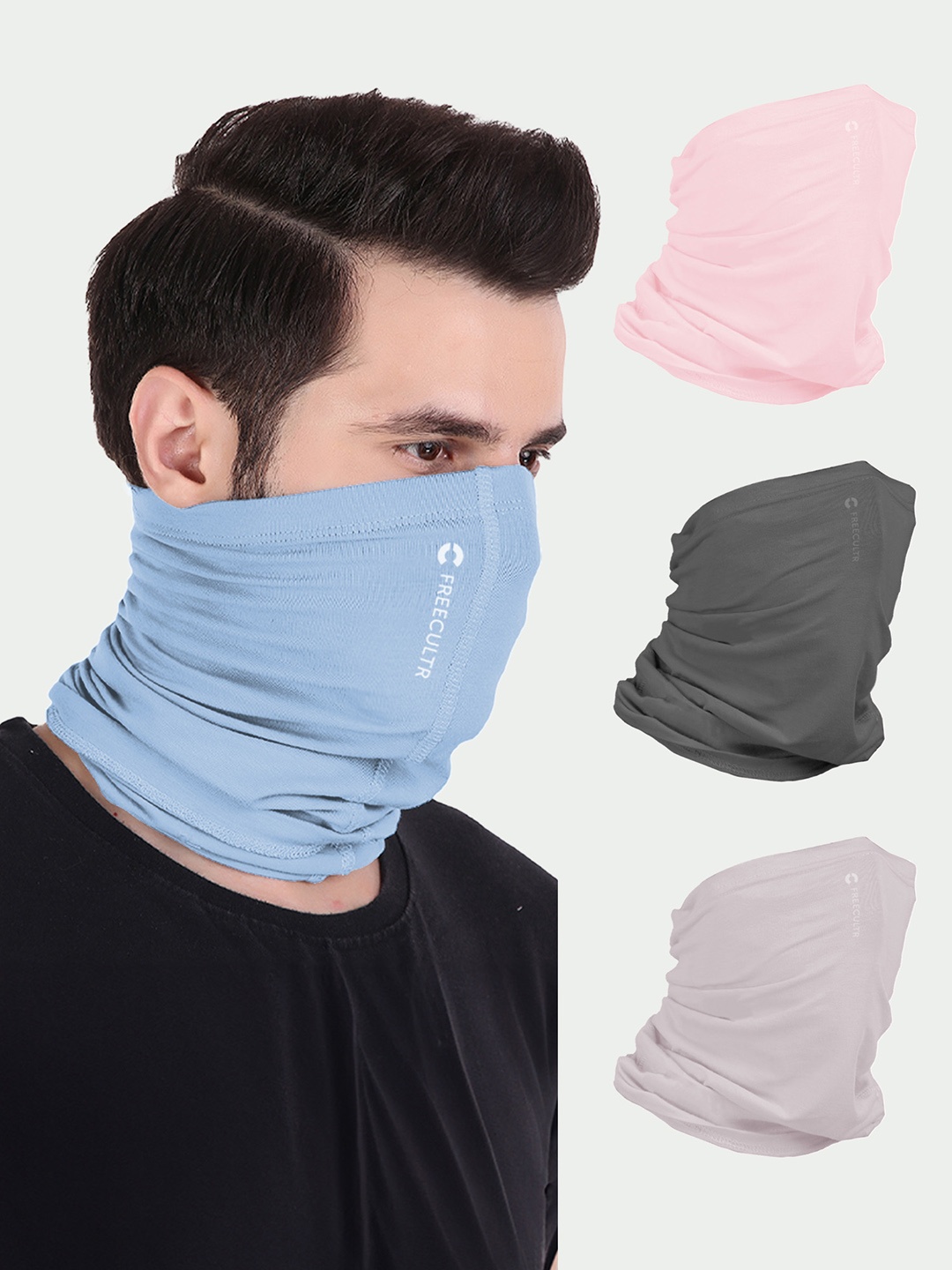 

FREECULTR Pack of 4 Anti Microbial Multipurpose Bandana, Blue