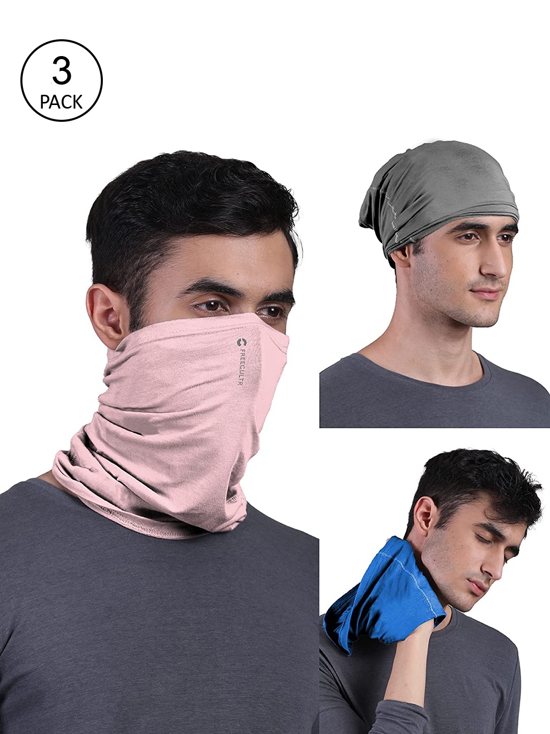 

FREECULTR Pack of 3 Anti Microbial Multipurpose Headbands, Pink