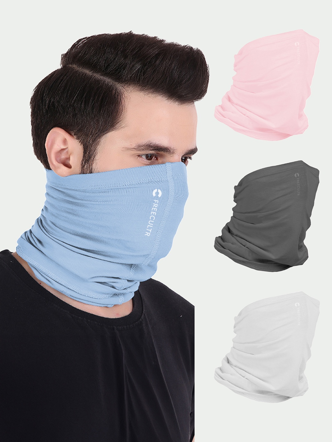 

FREECULTR Unisex Set Of 4 Anti Microbial Multipurpose Headbands, Blue