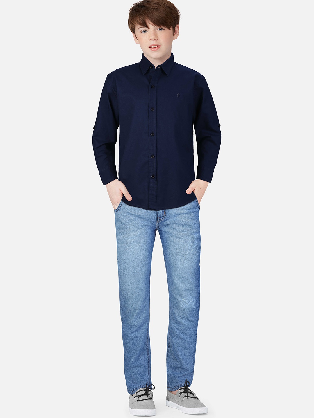

Gini and Jony Boys Navy Blue Cotton Casual Shirt