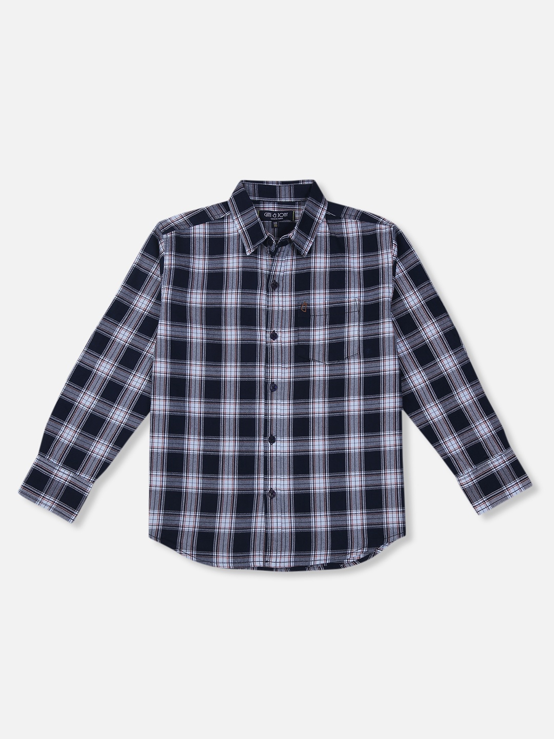 

Gini and Jony Boys Navy Blue Tartan Checks Checked Casual Shirt