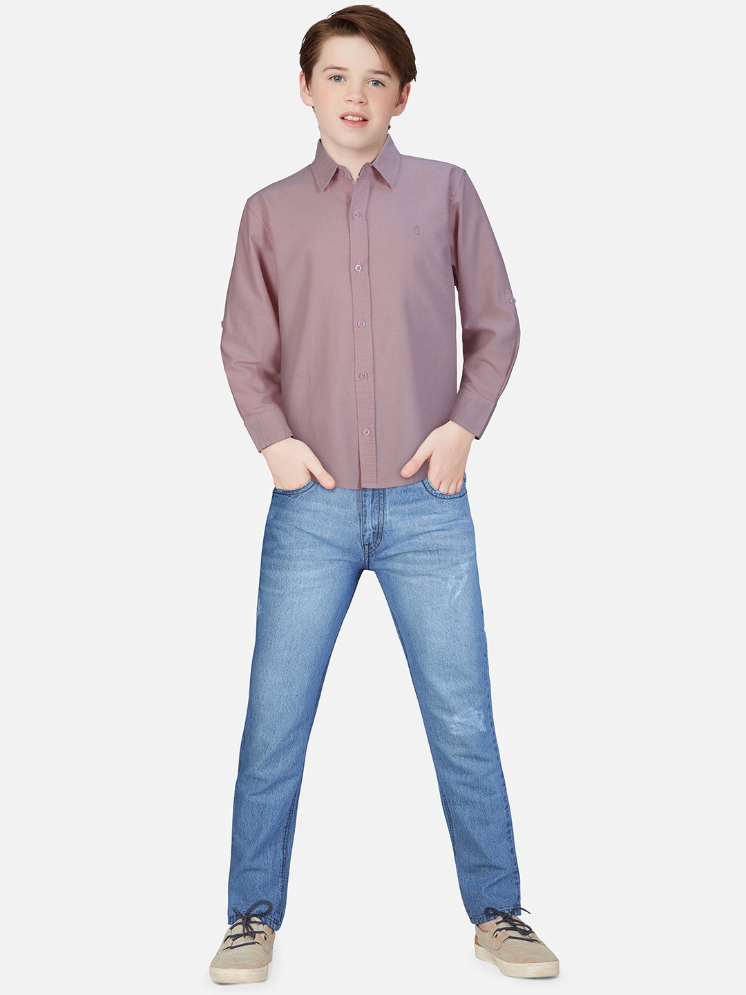 

Gini and Jony Boys Pink Casual Long Sleeve Shirt