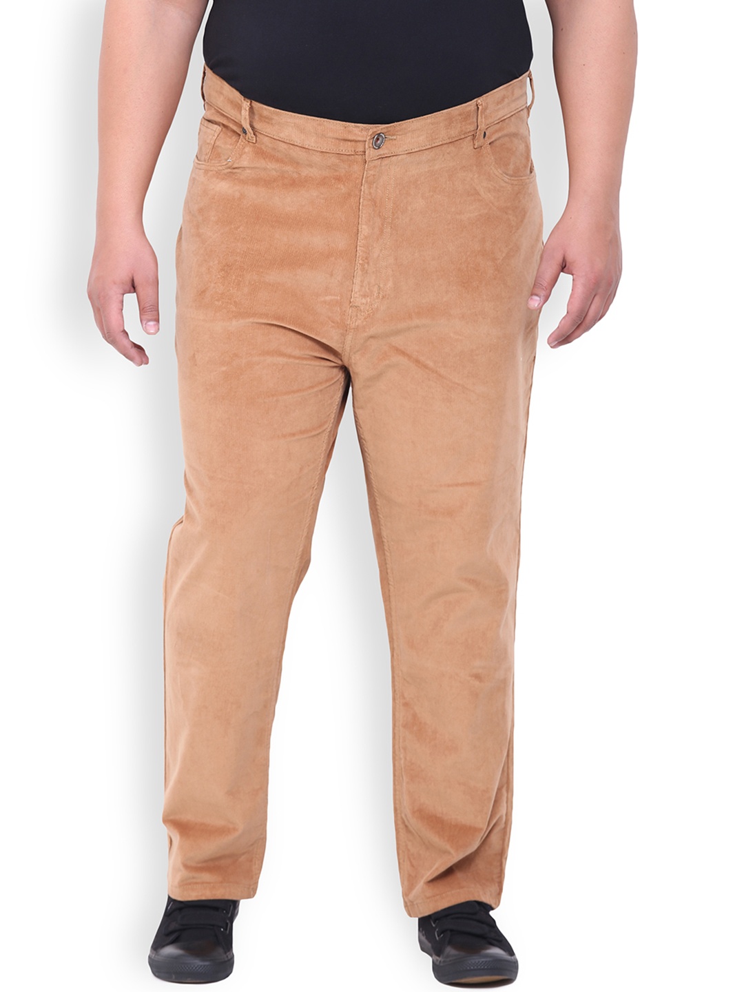 

John Pride Plus Size Men Brown Smart Fit Solid Regular Trousers