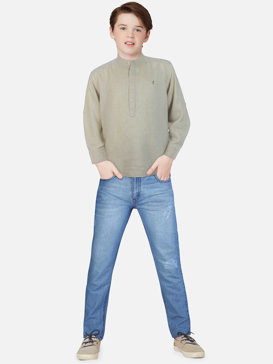 

Gini and Jony Boys Green Cotton Casual Shirt