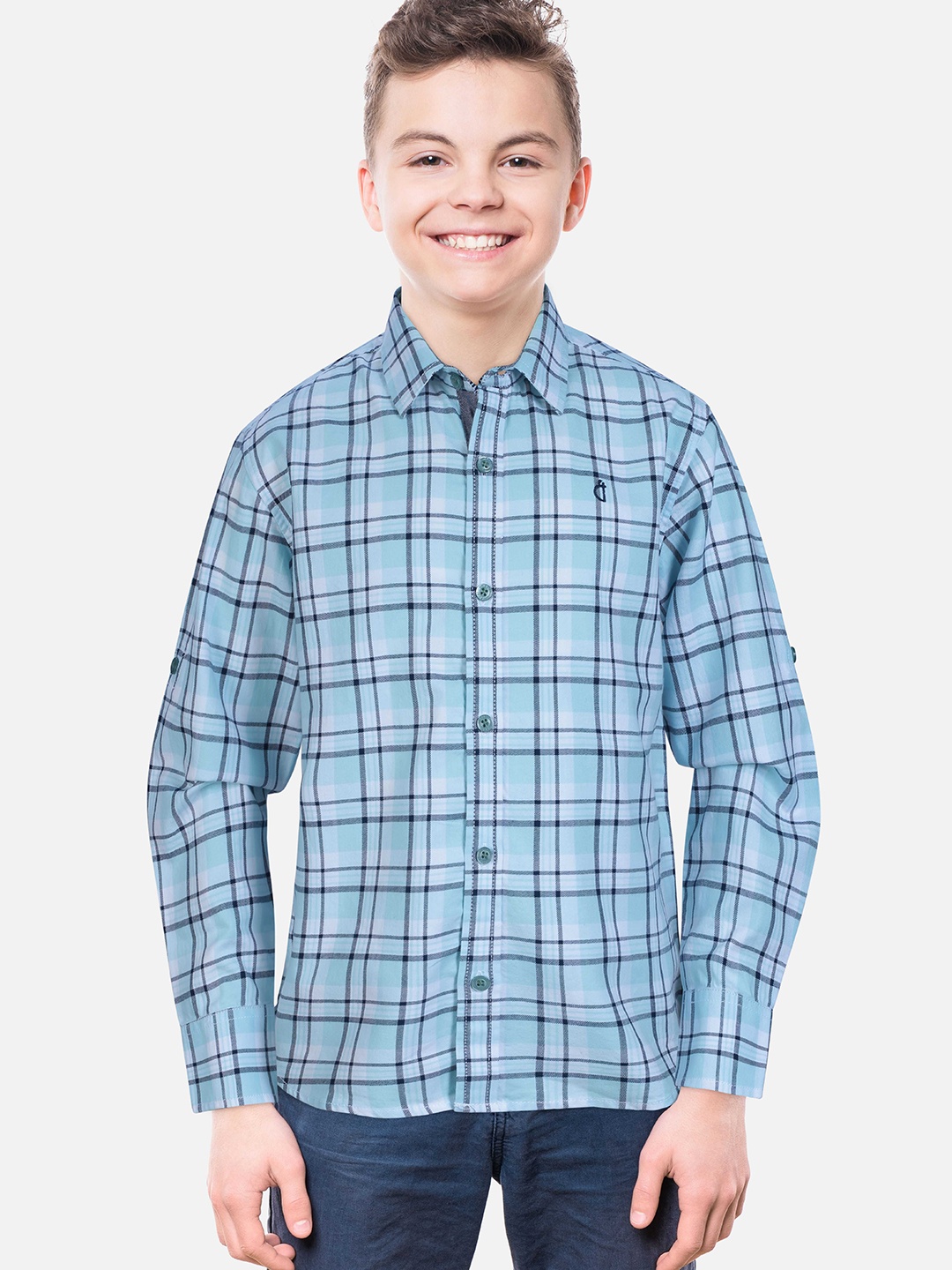 

Gini and Jony Boys Blue Checked Full Sleeves Casual Shirt