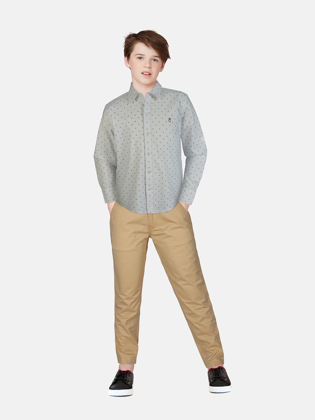 

Gini and Jony Boys Grey Printed Casual Shirt