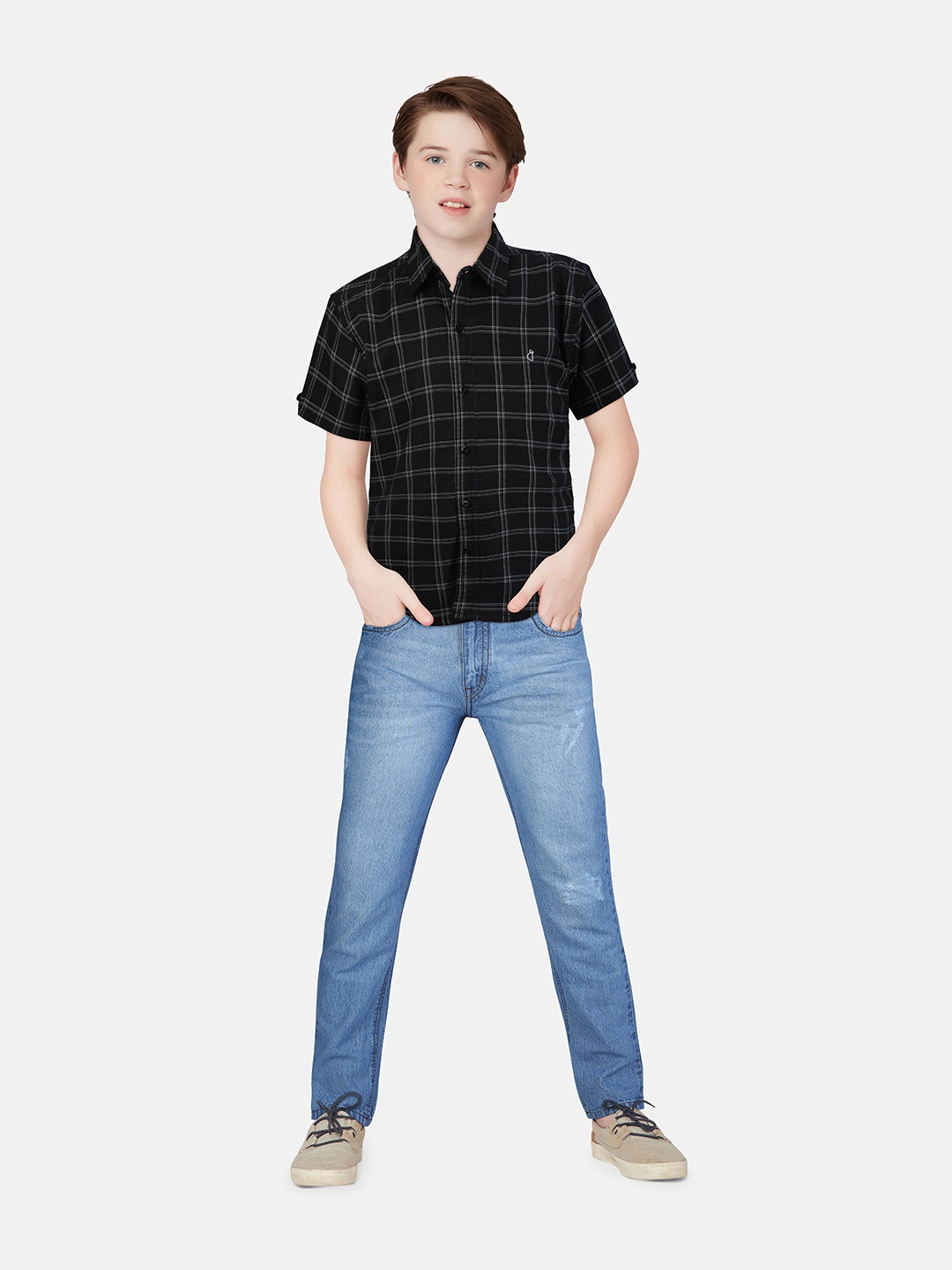 

Gini and Jony Boys Black Checked Casual Shirt