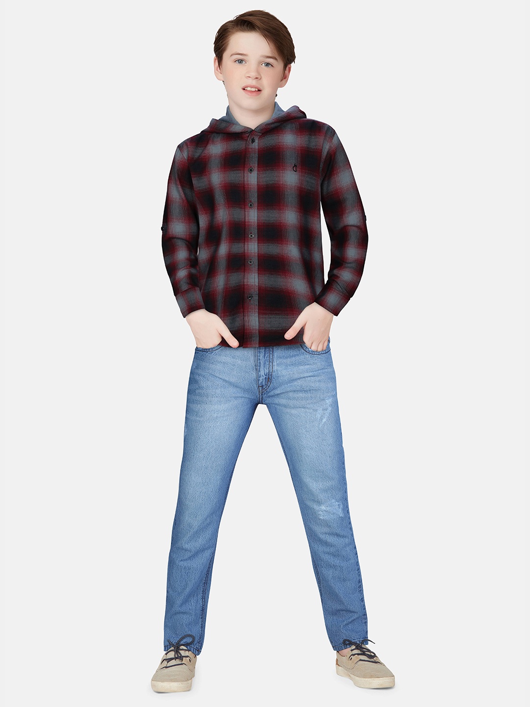 

Gini and Jony Boys Red and Black Checked Casual Shirt