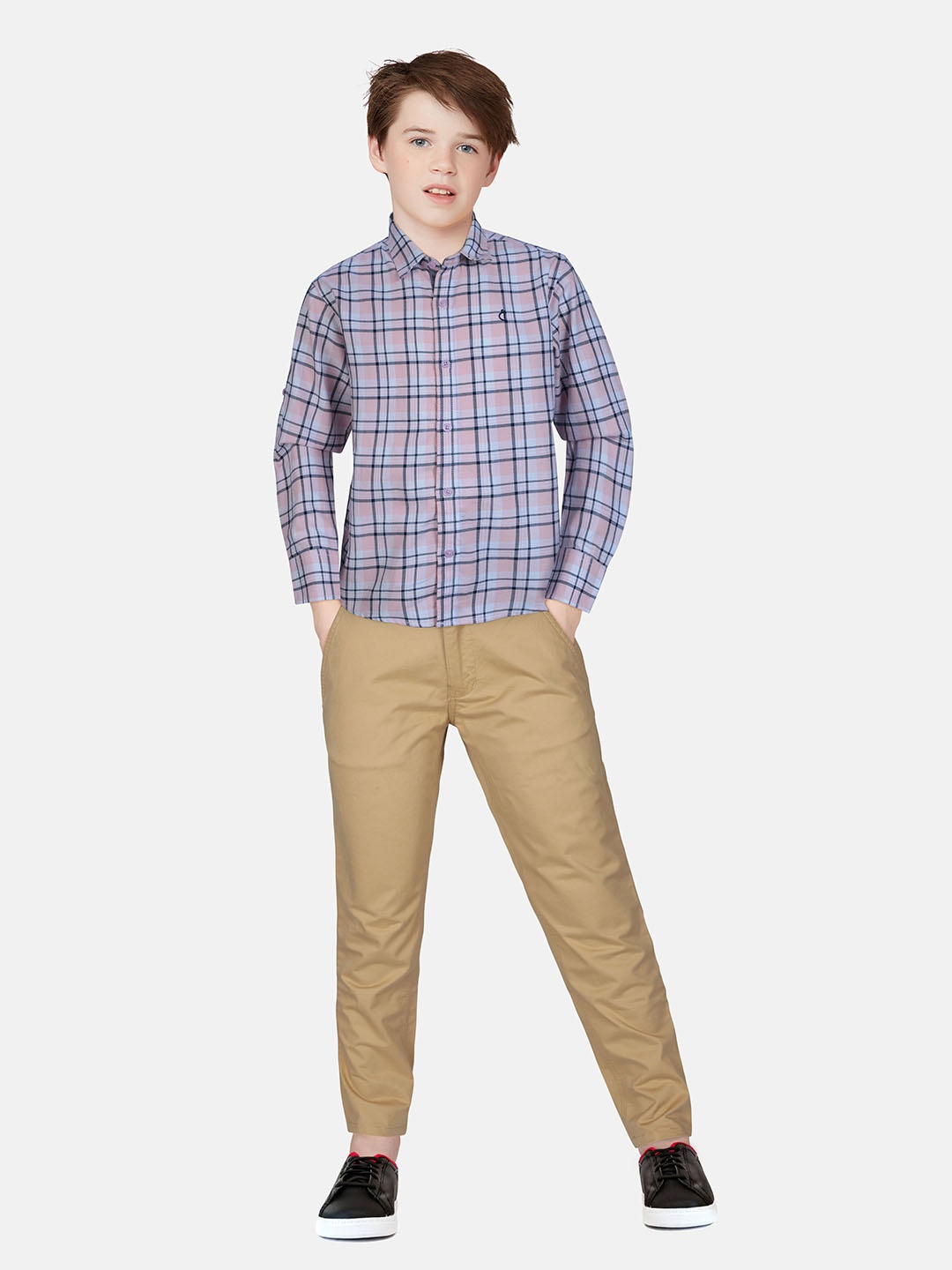 

Gini and Jony Boys Pink Tartan Checked Casual Shirt