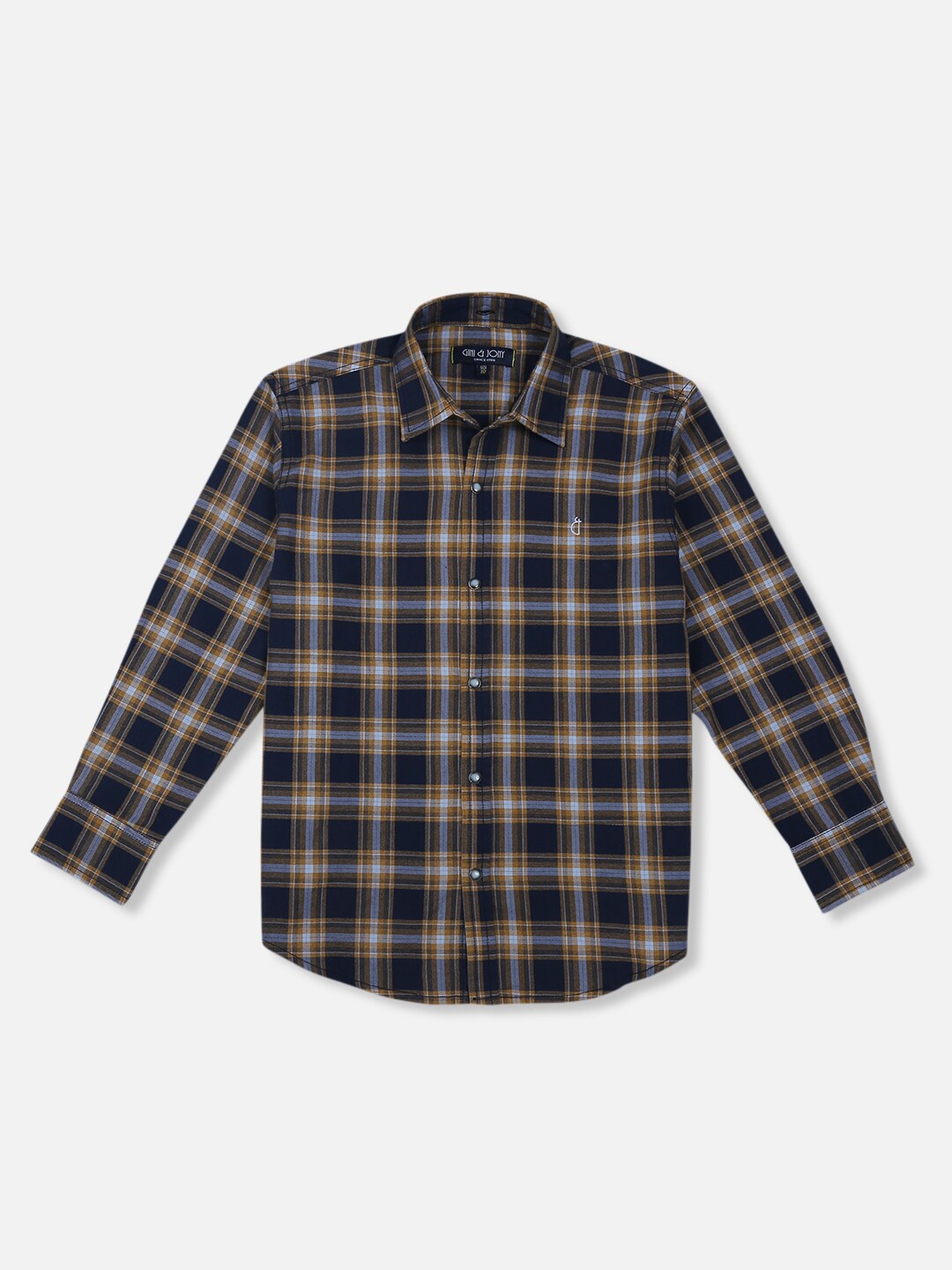 

Gini and Jony Boys Navy Blue Checked Casual Shirt