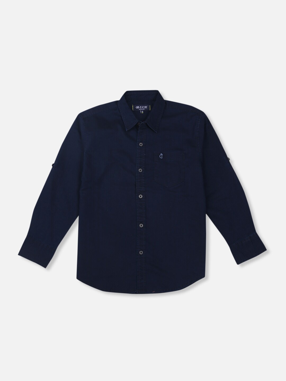 

Gini and Jony Boys Navy Blue Solid Full Sleeves Casual Shirt