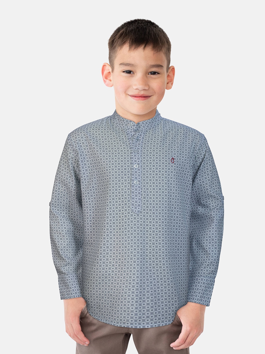 

Gini and Jony Boys Blue Printed Casual Shirt