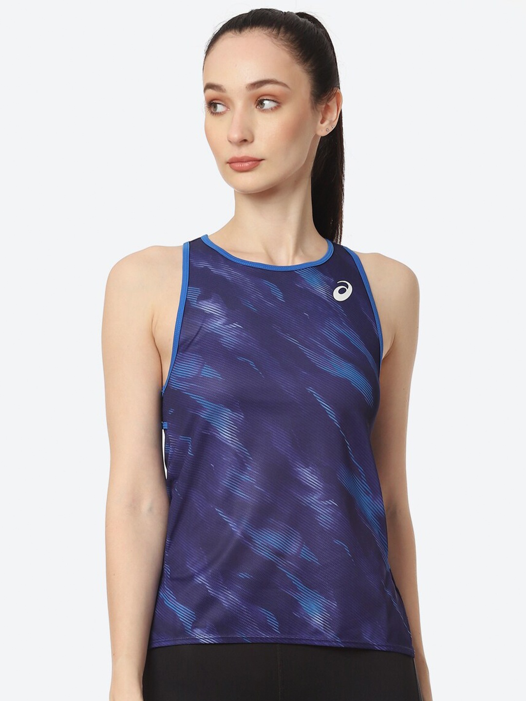 

ASICS Match Graphic Women Navy Blue Blue T-shirt