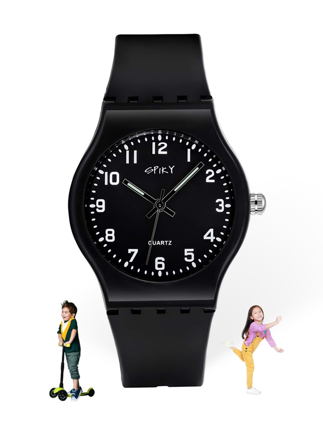 

Spiky Unisex Kids Black Dial & Black Straps Analogue Watch