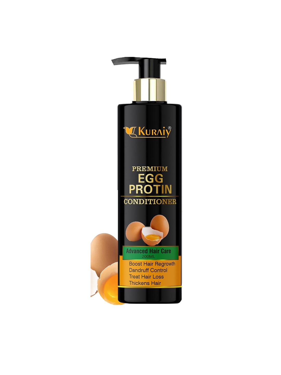 

KURAIY Premium Advanced Hair Care Egg Protein Hair Conditioner For Hair Regrowth - 200 ml, Black