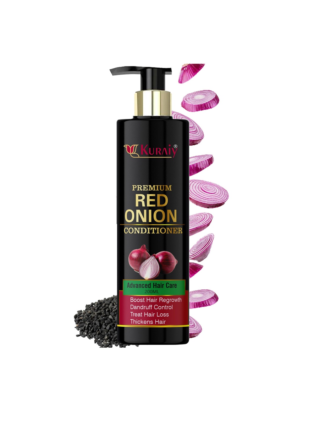 

KURAIY Premium Advanced Hair Care Red Onion Conditioner To Boost Hair Regrowth - 200 ml, Black