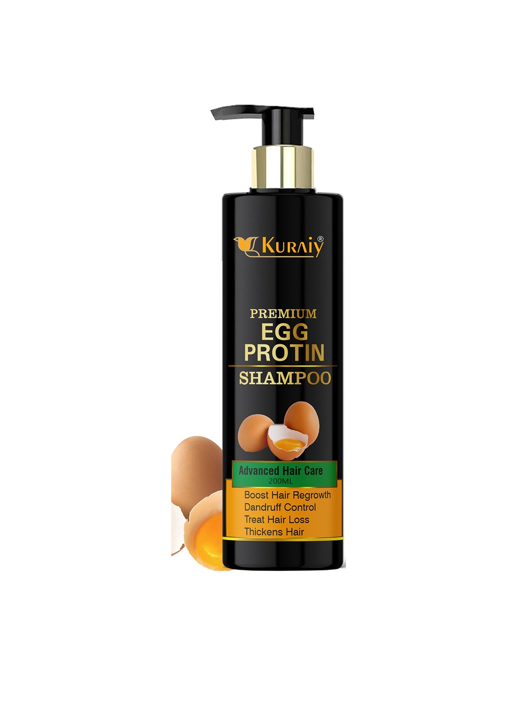 

KURAIY Premium Advanced Hair Care Egg Protein Shampoo For Hair Regrowth - 200 ml, Black