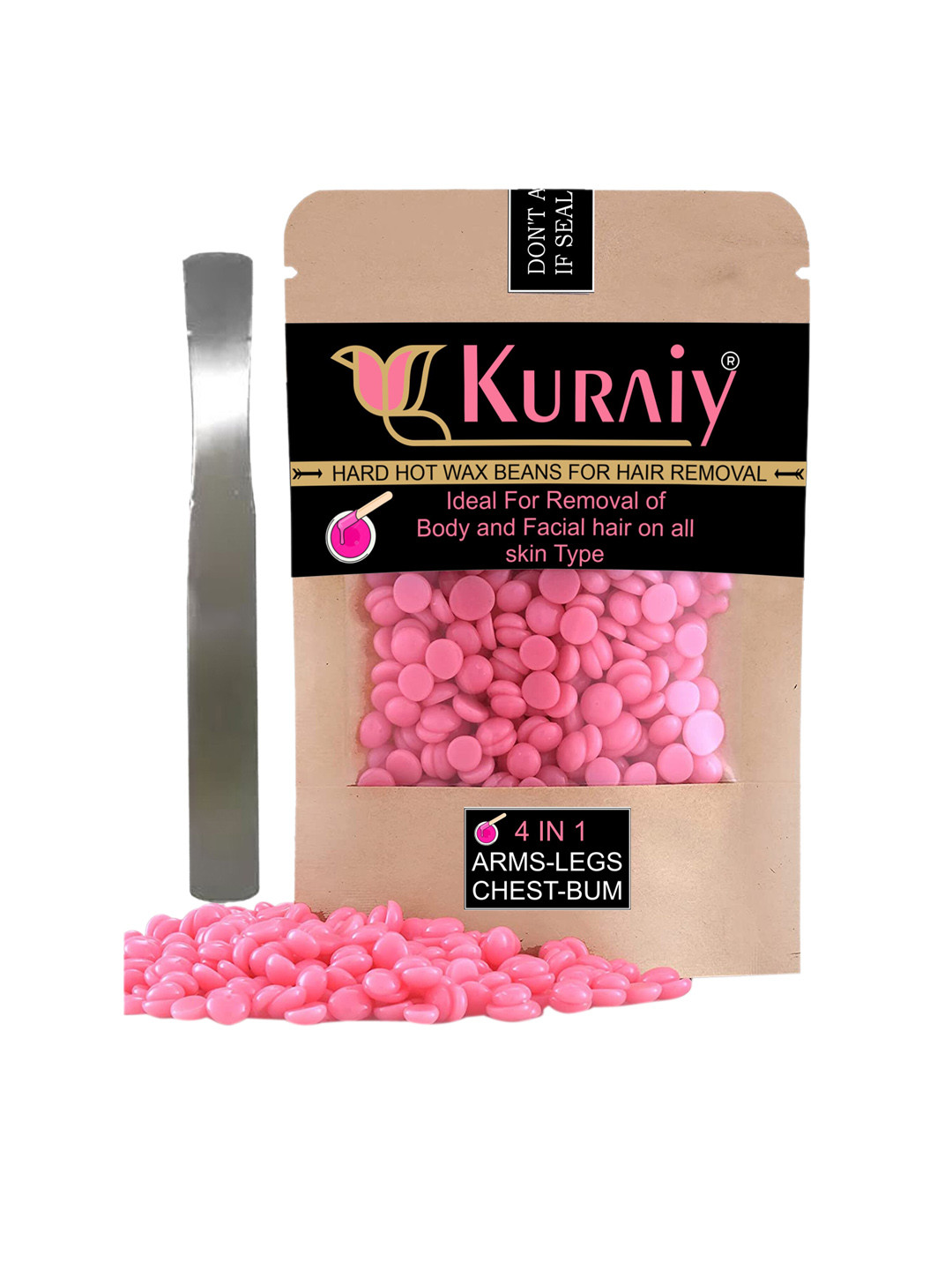 

KURAIY Adults Pink Hair Removal Hot Hard Body Wax Beans 100gm
