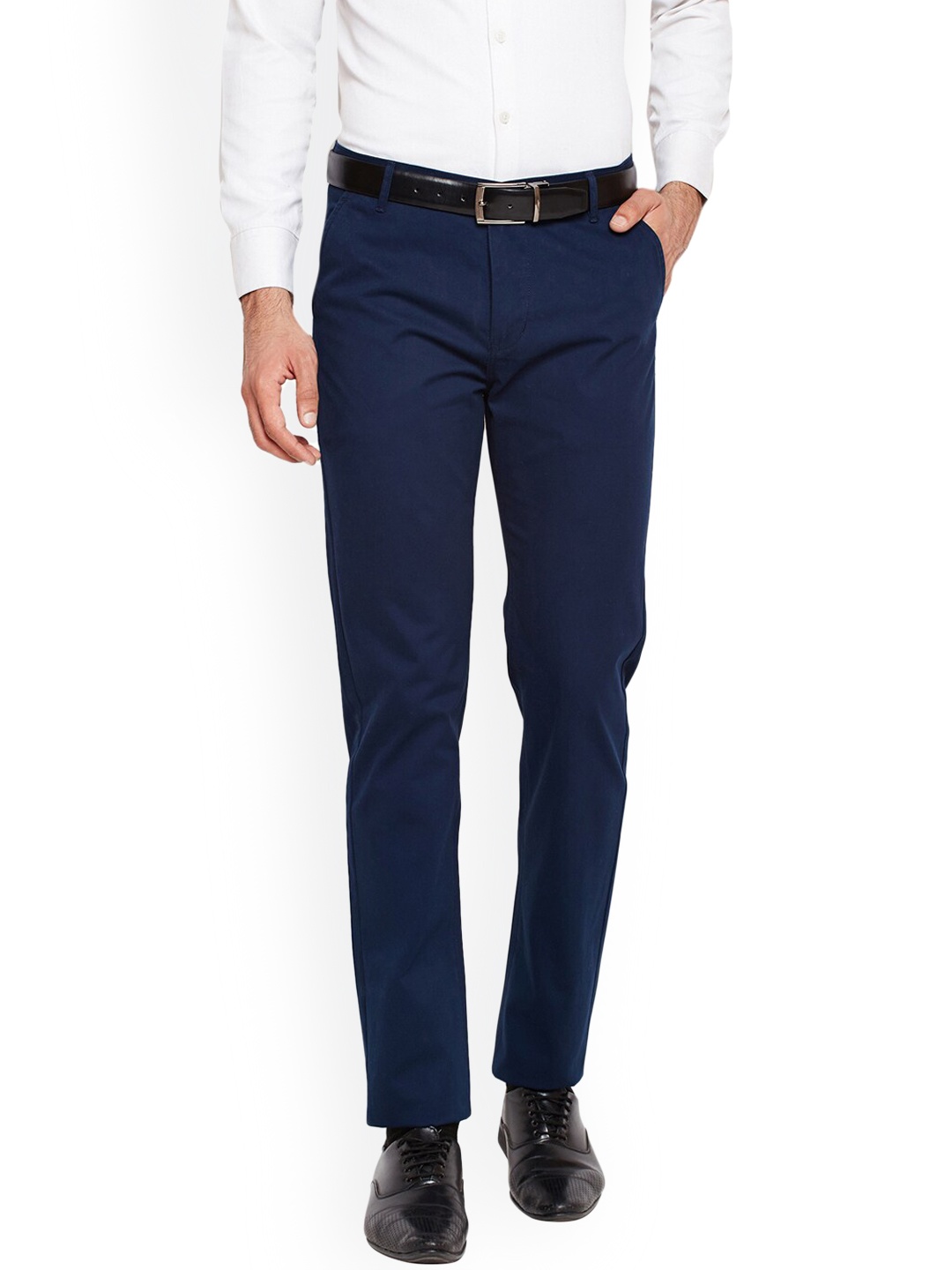 

Hancock Men Navy Blue Slim Fit Formal Trousers