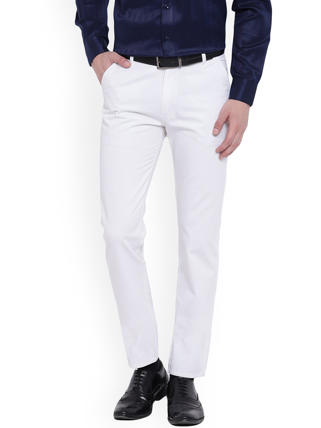 

Hancock Men White Slim Fit Trousers