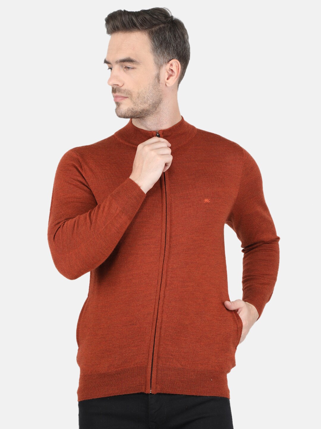 

Monte Carlo Men Rust Solid Cardigan