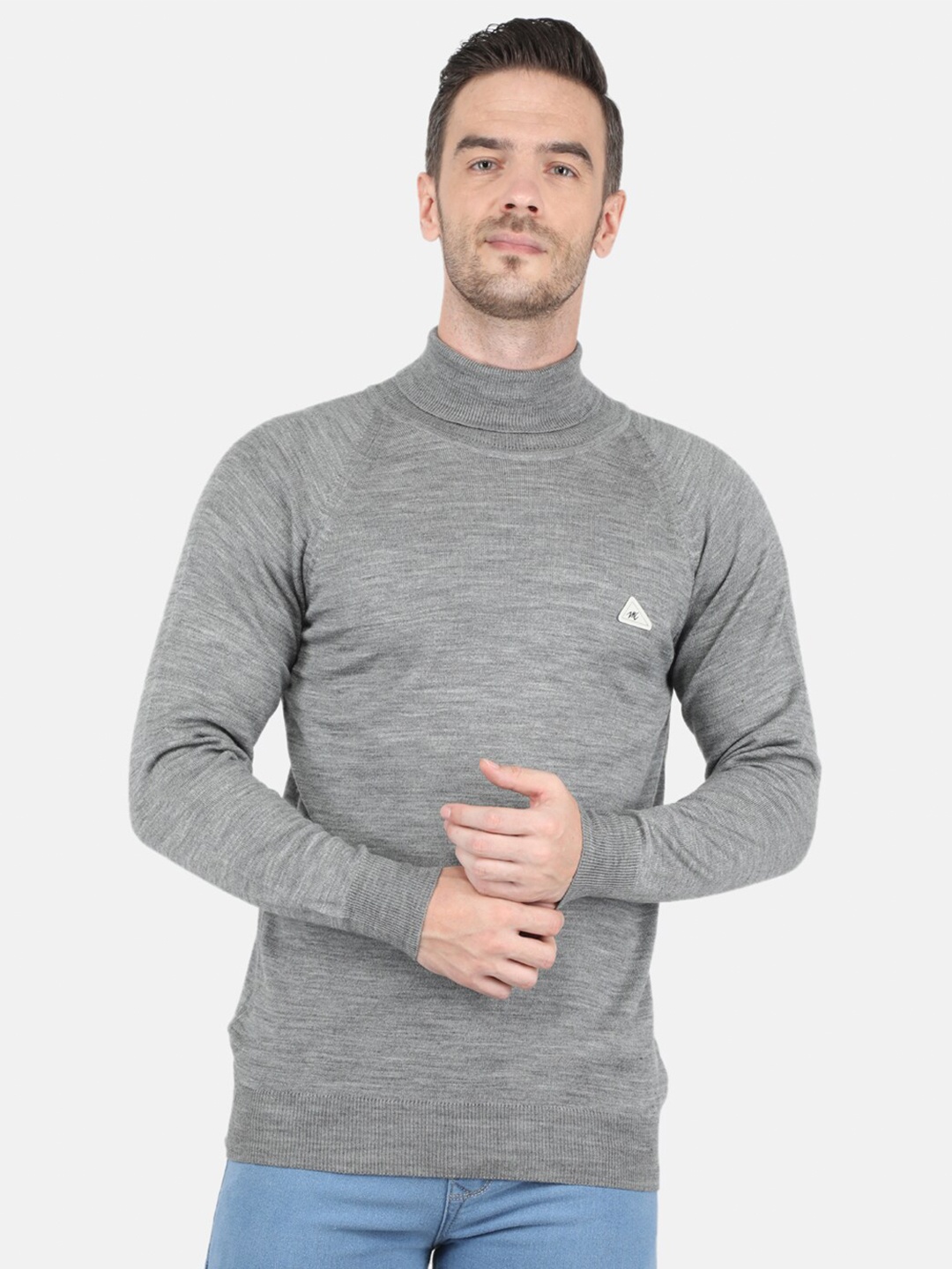 

Monte Carlo Men Grey Solid Pullover Sweater