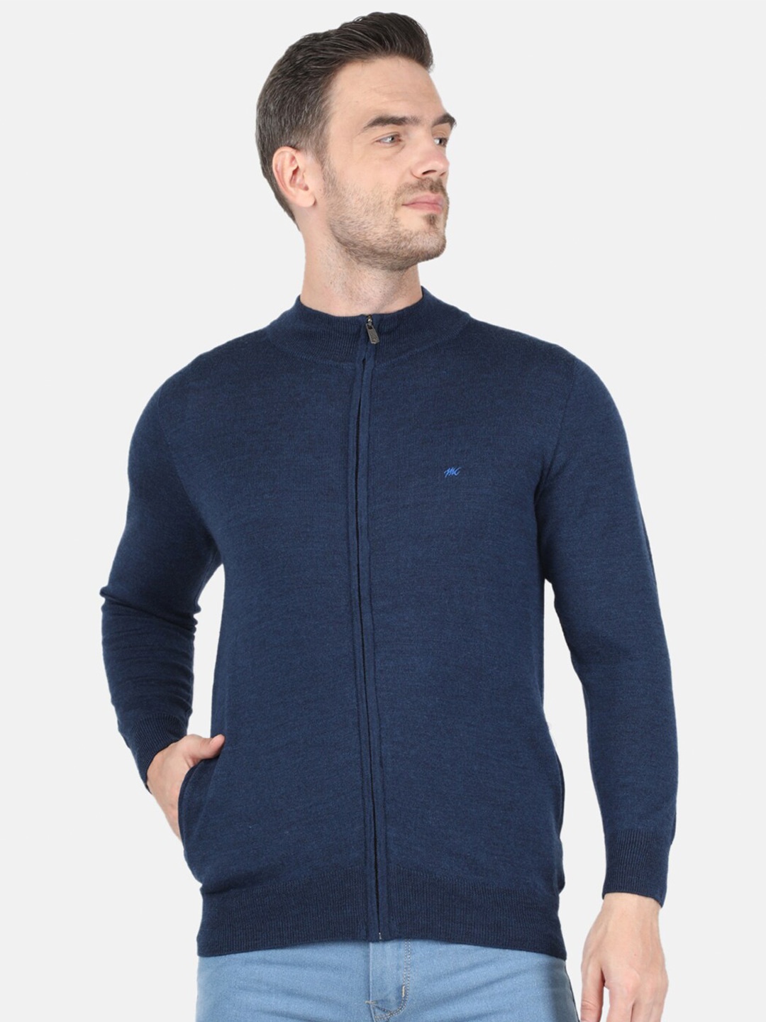 

Monte Carlo Men Blue Pure Wool Ribbed Pullover