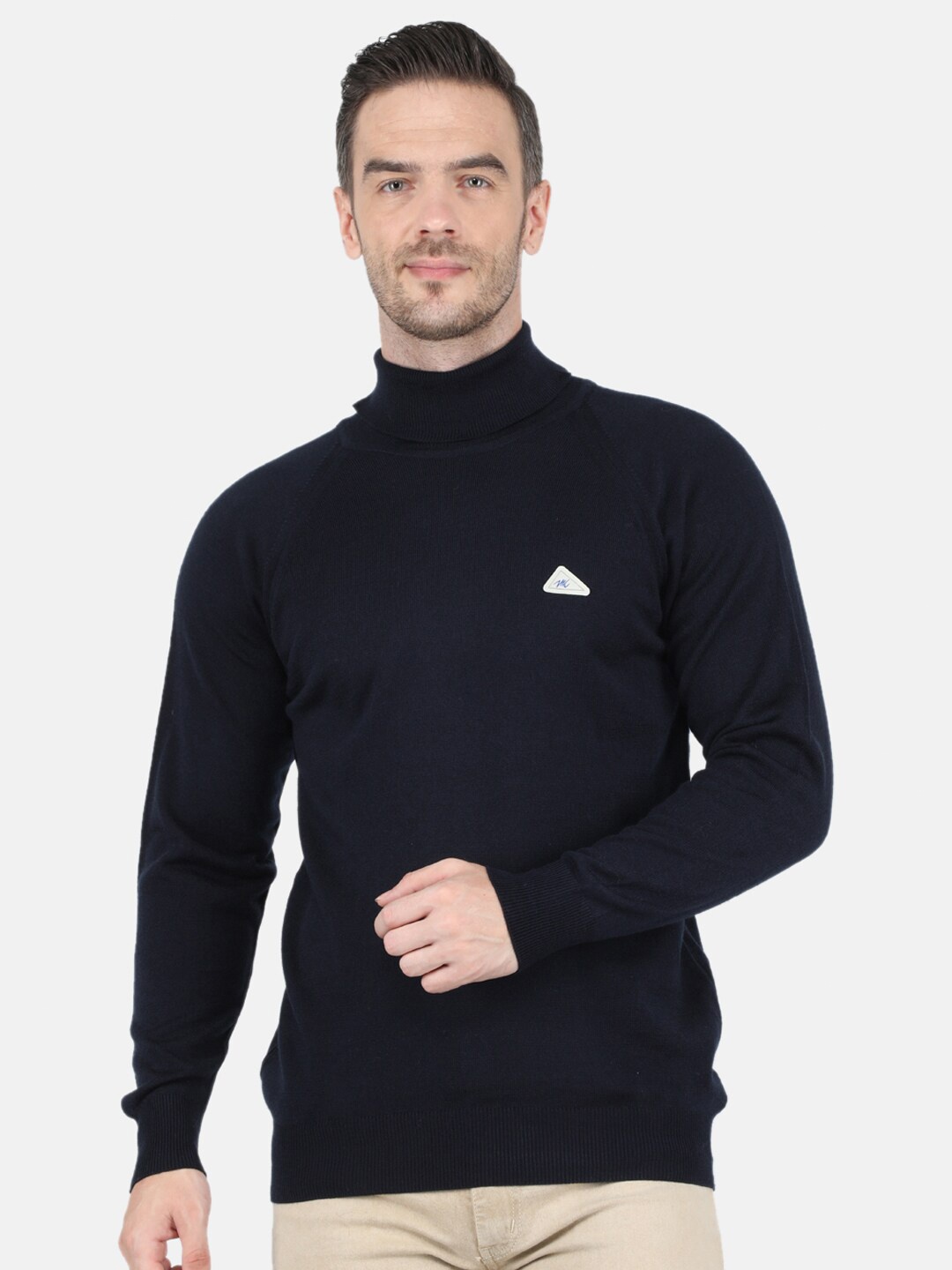 

Monte Carlo Men Navy Blue Solid Turtle Neck Pullover