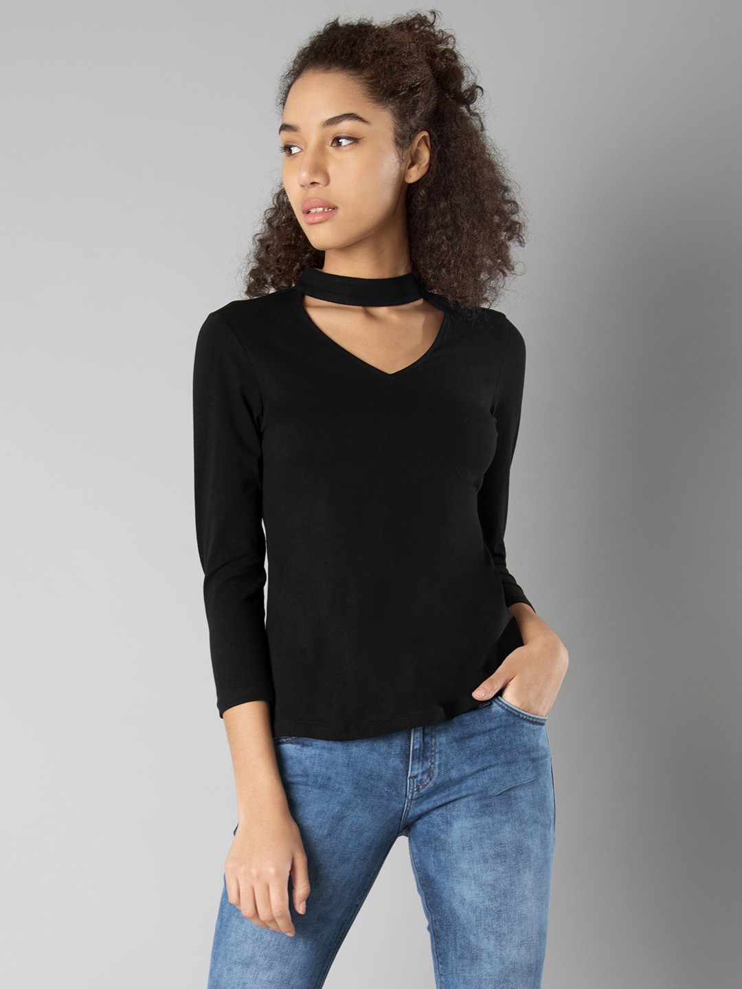 

FabAlley Women Black Solid Top