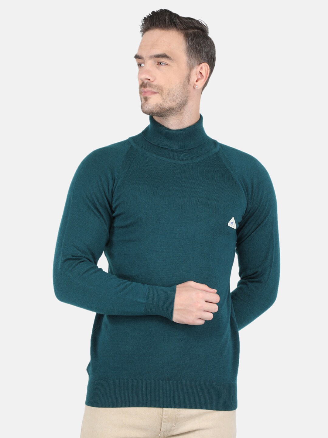 

Monte Carlo Men Green Solid Turtle Neck Pullover