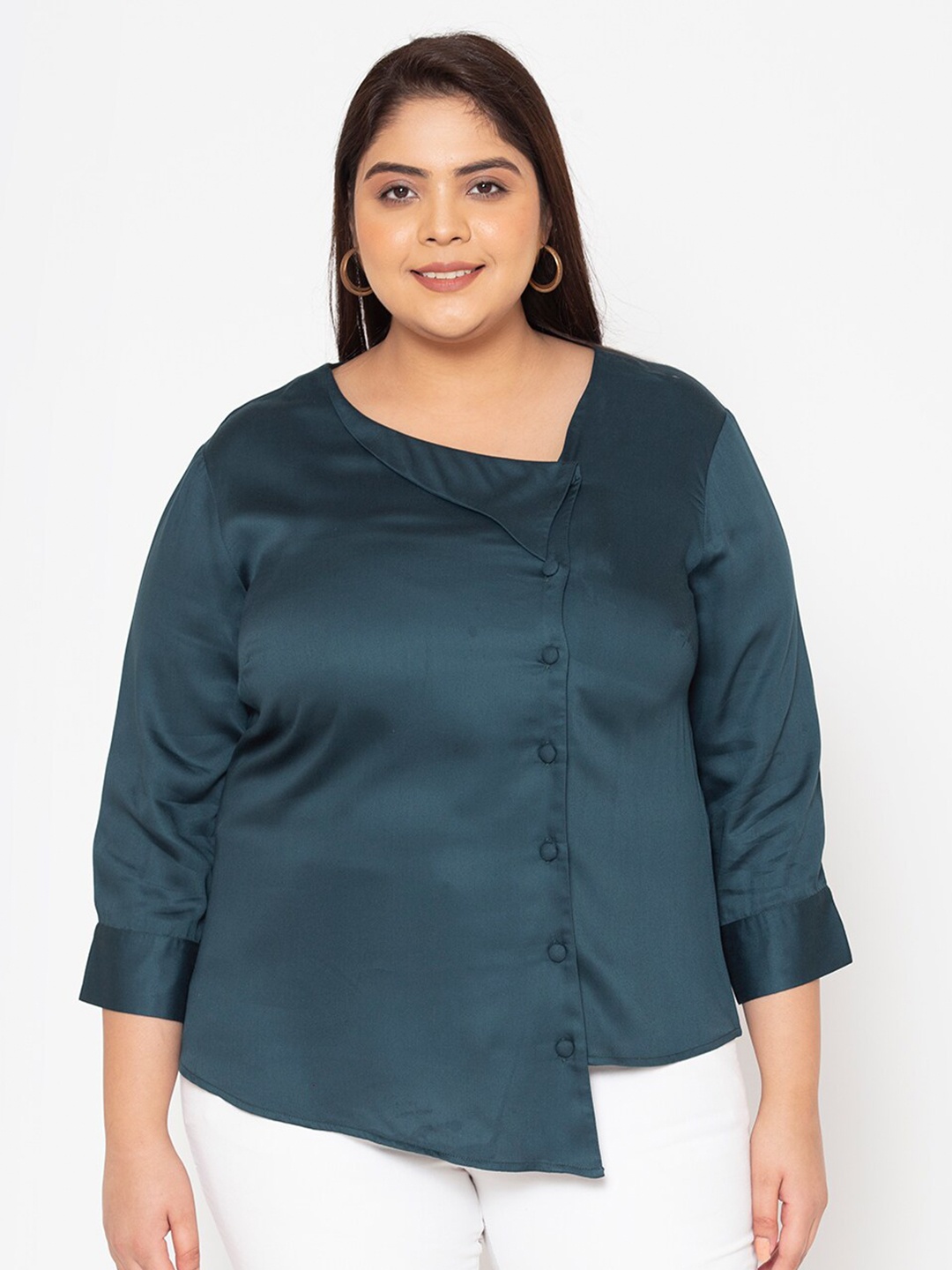 

Womauraa Green Shirt Style Top