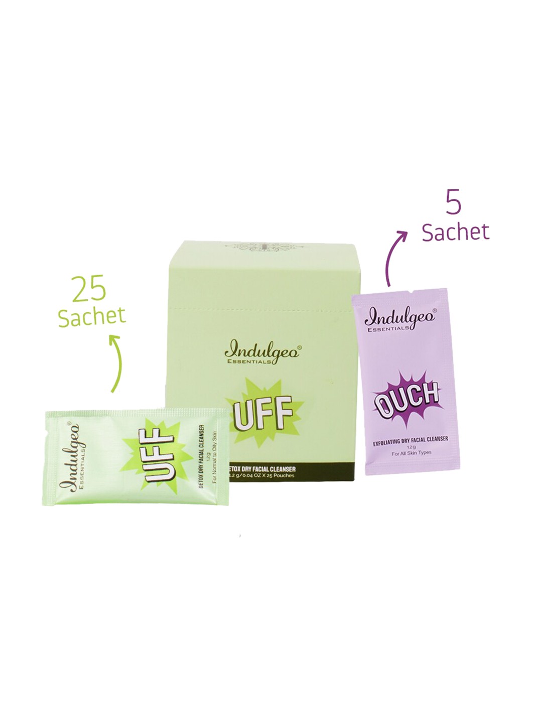 

Indulgeo Essentials Unisex UFF & OUCH Combo Detox Dry Facial Cleanser, Blue
