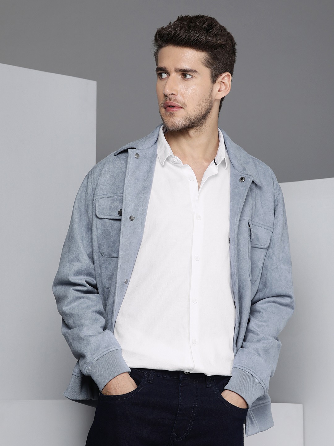 

Kenneth Cole Revert Men White Textutred Slim Fit Modern Elementaries Smart Casual Shirt