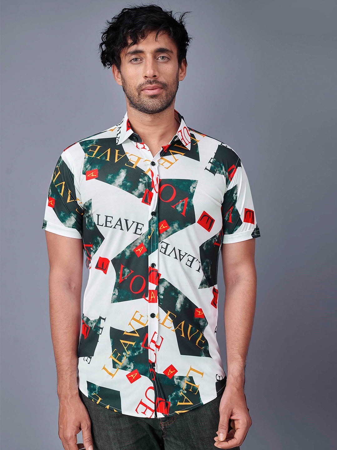 

Fashion FRICKS Men White & Green Printed Casual Shirt