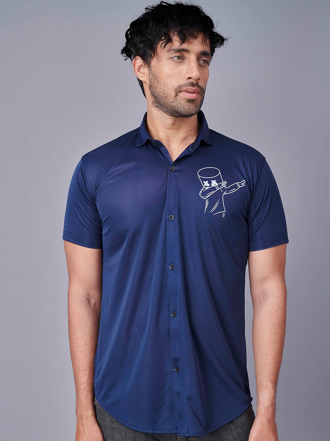 

Fashion FRICKS Men Navy Blue Casual Shirt