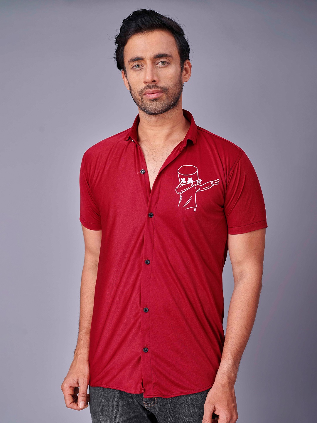 

Fashion FRICKS Men Red Printed Casual Shirt
