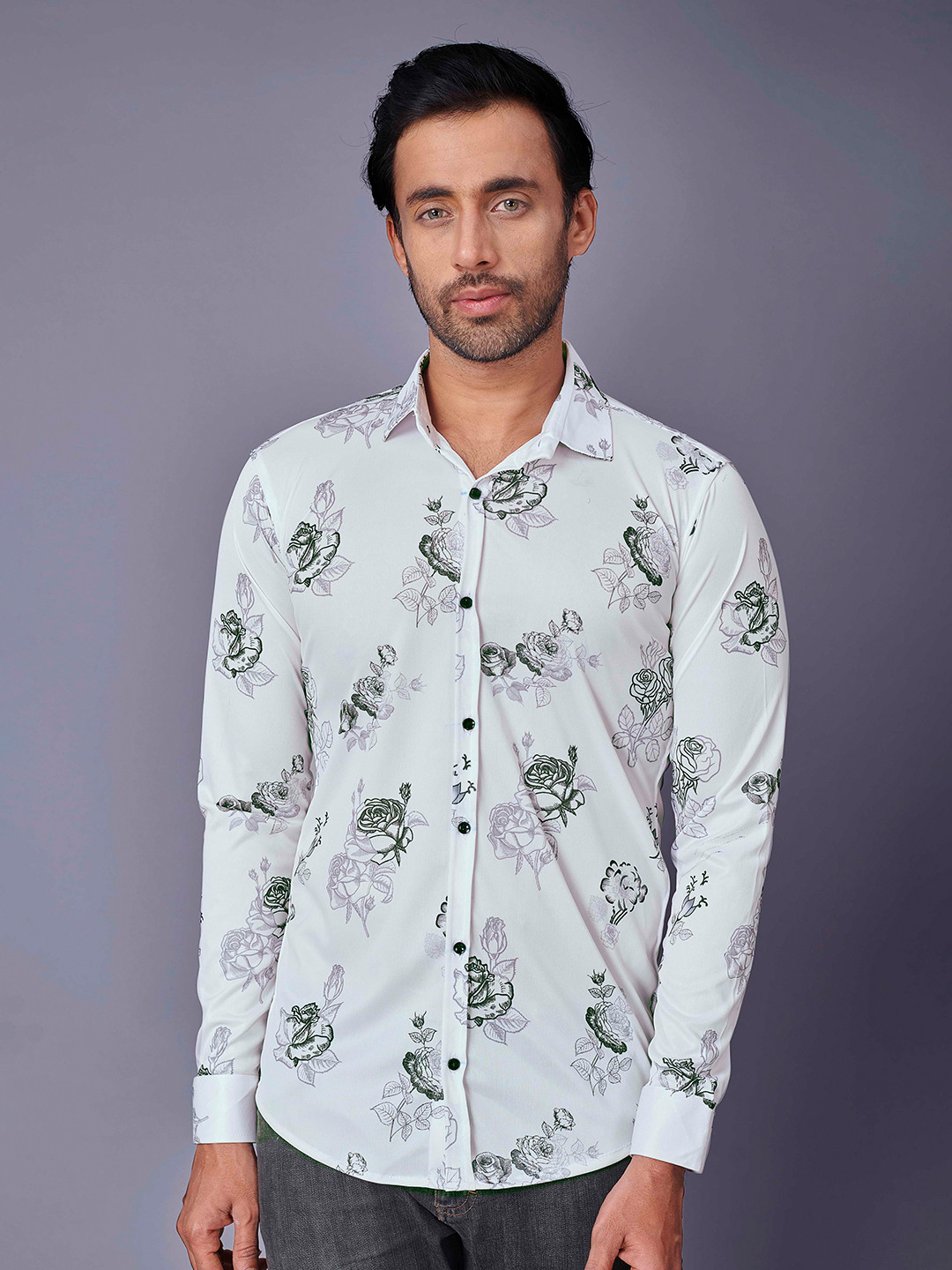

Fashion FRICKS Men Off White Floral Printed Casual Shirt