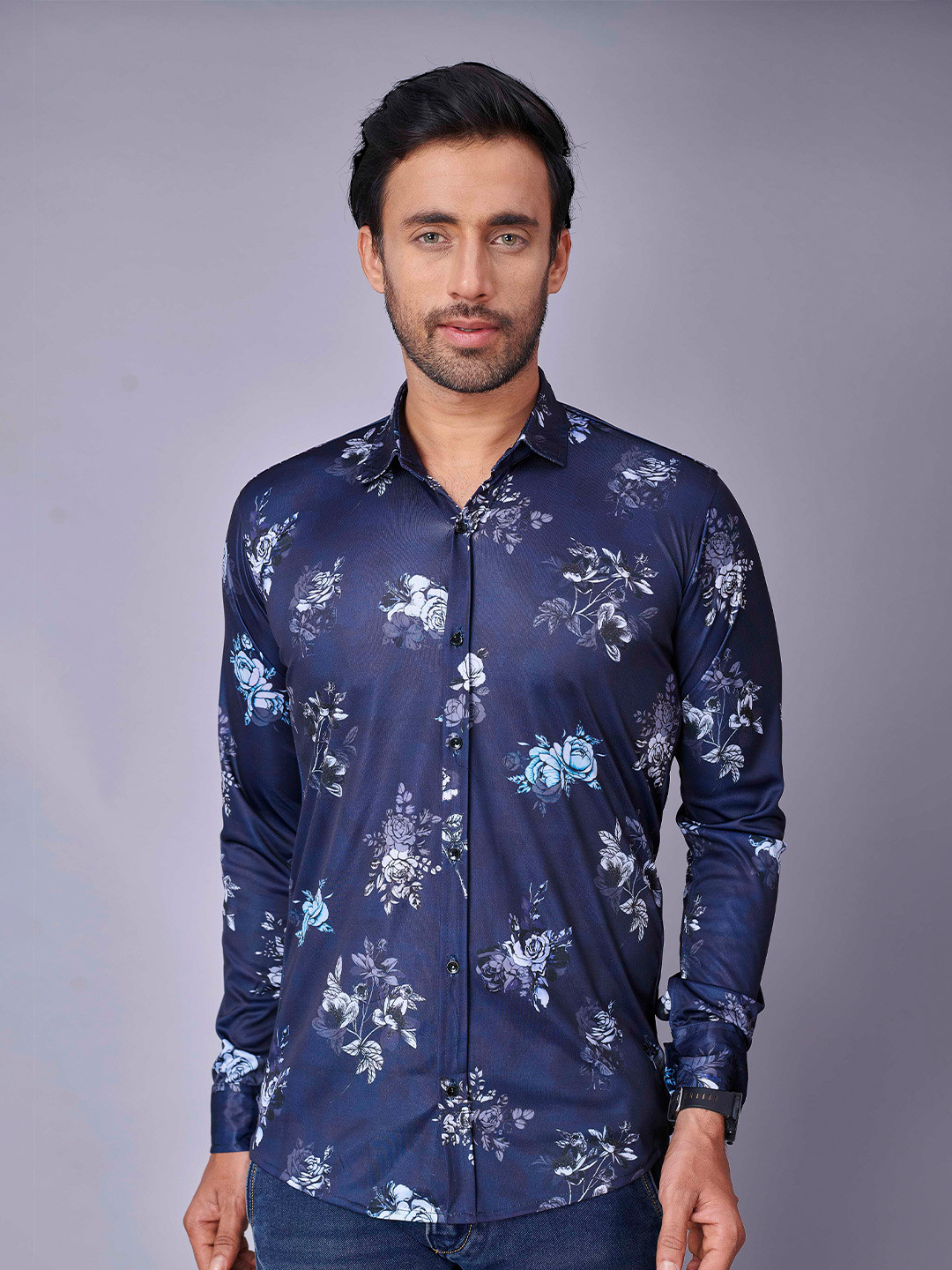 

Fashion FRICKS Men Blue Floral Printed Casual Shirt