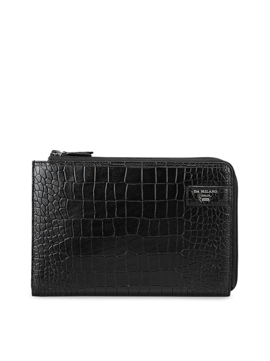 

Da Milano Unisex Black Textured Travel Pouch